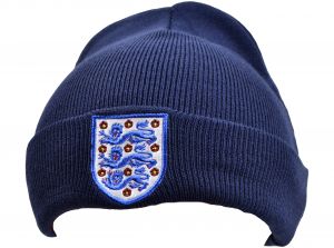 England Knitted Turn Up Hat Navy