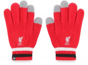 Liverpool 47 Brand Knitted Youths Touchscreen Gloves Red White Black