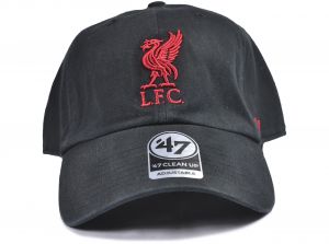 Liverpool 47 Brand Clean Up Relaxed Fit Cap Liverbird Crest Black Red