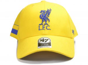 Liverpool 47 Brand MVP Baseball Cap Liverbird Crest Yellow Gold Ukraine Flag