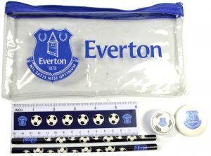 Everton Clear Pencil Case Stationery Set