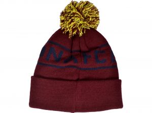 FC Barcelona Knitted Text Bobble Ski Hat Burgundy Navy