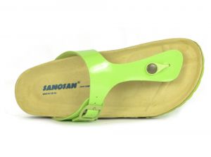 Sanosan Geneve Lacquered Green Womens Designer Thong Sandals