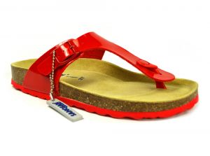 Sanosan Geneve Lacquered Red Womens Designer Thong Sandals