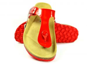 Sanosan Geneve Lacquered Red Womens Designer Thong Sandals