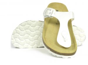 Sanosan Geneve Lacquered White Womens Designer Thong Sandals