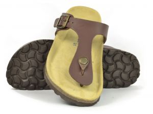 Sanosan Geneve Leather Dark Brown Womens Designer Thong Sandals