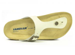 Sanosan Geneve Leather Ivory Womens Designer Thong Sandals