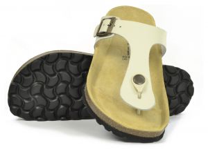 Sanosan Geneve Leather Ivory Womens Designer Thong Sandals