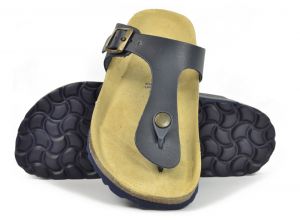 Sanosan Geneve Leather Black Womens Designer Thong Sandals