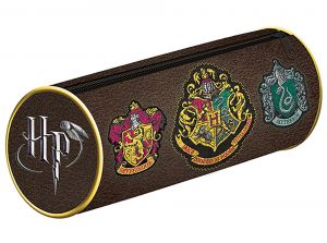 Harry Potter Crest Barrel Pencil Case Brown