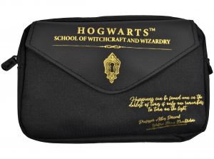 Harry Potter Multi Pocket Pencil Case Happiness Quote Black Gold