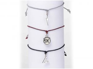 Harry Potter Platform 9 Quarters Lightning Bolt and Deathly Hallows Friendship Bracelet Set