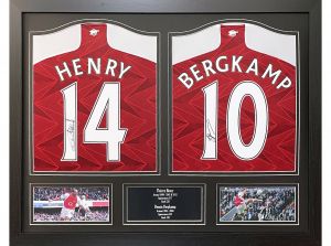 Arsenal FC Henry and Bergkamp Signed Framed Shirts