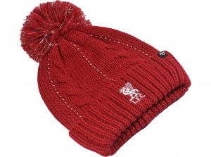 Liverpool 47 Brand Cuff Turn Up Bauble Bobble Hat Red