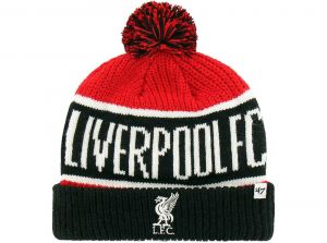 Liverpool 47 Brand Cuff Turn Up Bobble Hat Red Black White