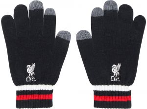 Liverpool 47 Brand Knitted Touchscreen Gloves Black White Red