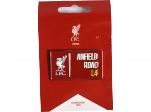 Liverpool Anfield Road L4 Street Sign Pin Badge Red