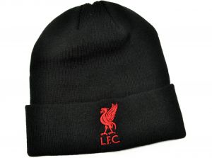 Liverpool Bronx Liverbird Knitted Turn Up Hat Black Red