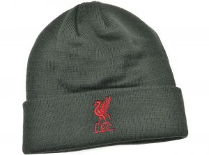 Liverpool Bronx Liverbird Knitted Turn Up Hat Charcoal Red