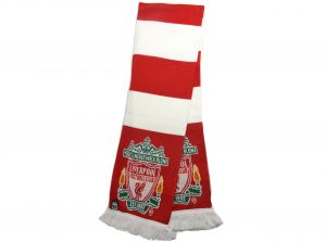 Liverpool Jacquard Knit Bar Scarf Red White