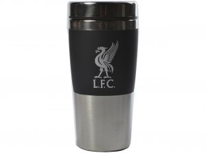 Liverpool FC Executive Handleless Metallic Travel Mug Black Silver