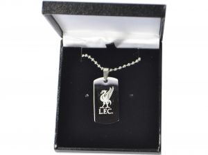 Liverpool FC Stainless Steel Engraved Crest Dog Tag and Chain