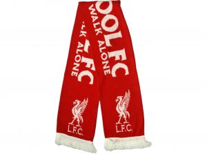 Liverpool Gold Standard White Print Jacquard Knit Scarf