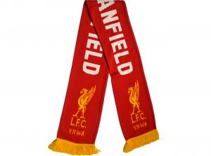 Liverpool This Is Anfield Liverbird Knit Scarf Red Gold White