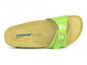 Sanosan Malaga Lacquered Green Womens Designer Mule Sandals