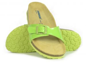 Sanosan Malaga Lacquered Green Womens Designer Mule Sandals