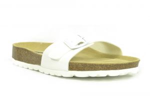 Sanosan Malaga Lacquered White Womens Designer Mule Sandals