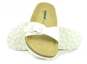 Sanosan Malaga Lacquered White Womens Designer Mule Sandals