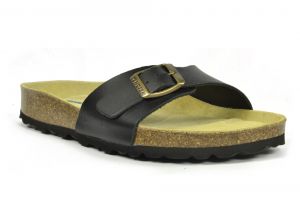 Sanosan Malaga Leather Black Womens Designer Mule Sandals