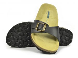 Sanosan Malaga Leather Black Womens Designer Mule Sandals