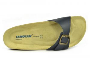Sanosan Malaga Leather Navy Womens Designer Mule Sandals