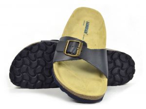 Sanosan Malaga Leather Navy Womens Designer Mule Sandals