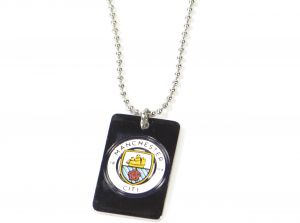Man City Enamel Crest Dog Tag and Chain