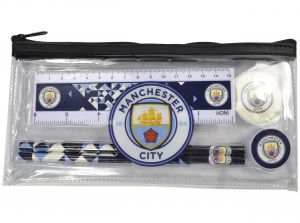 Man City FC Particle Clear Pencil Case Stationery Set