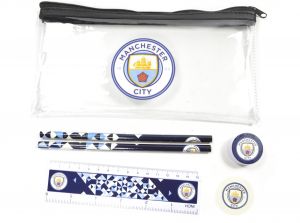 Man City FC Particle Clear Pencil Case Stationery Set