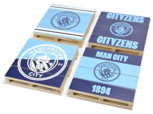 Man City Four Pack Pallet Coaster Set
