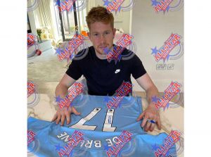 Man City FC Kevin De Bruyne Signed Framed Football Shirt