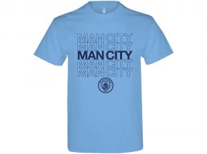 Man City Logo T Shirt Sky Blue Adults