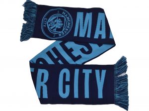 Man City Reverse Wordmark Jaquard Knit Scarf