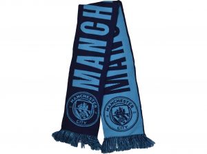 Man City Reverse Wordmark Jaquard Knit Scarf