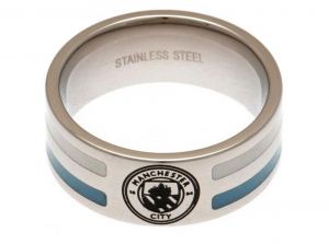 Man City Stainless Steel Colour Stripe Ring