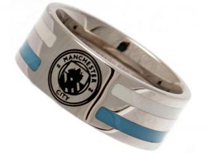 Man City Stainless Steel Colour Stripe Ring