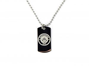 Man City Stainless Steel Engraved Crest Dog Tag and Chain