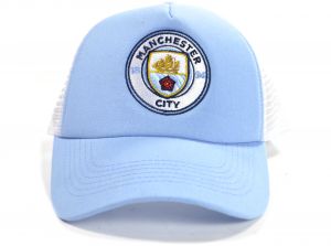 Man City Trucker Snapback Baseball Cap Sky Blue White