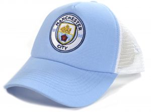 Man City Trucker Snapback Baseball Cap Sky Blue White